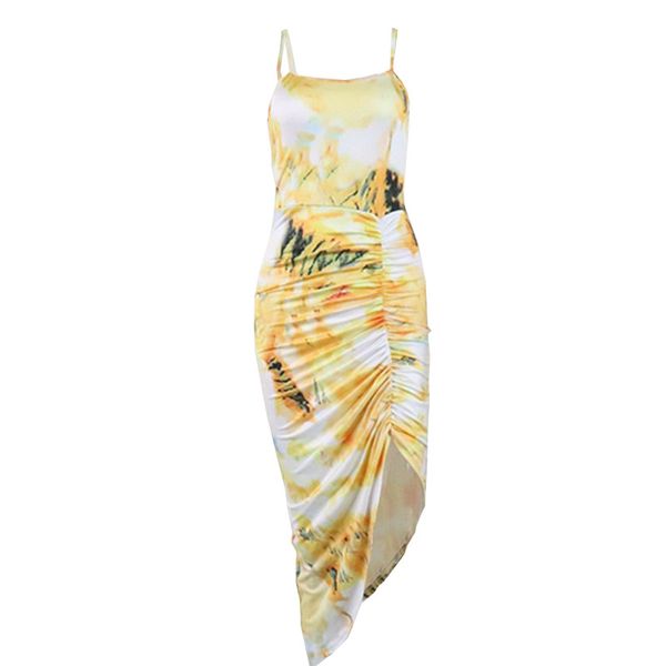 casual dresses high quakity woman sleeveless print irregular hem pleated halter dress with hip wrap, Black;gray
casual dresses high quakity woman sleeveless print irregular hem pleated halter dress with hip wrap, Black;gray