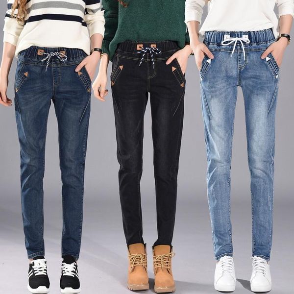 women's jeans women's 26-34inch elastic waist casual slim vintage black blue long denim trousers1
women's jeans women's 26-34inch elastic waist casual slim vintage black blue long denim trousers1