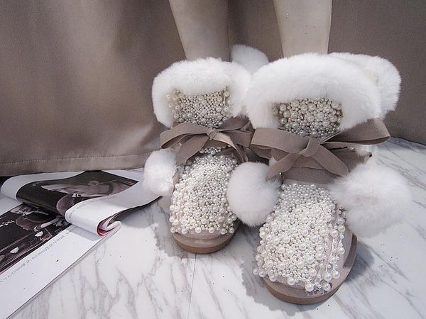 creative custom lovely genuine leather handmade crystal pearls deocrate lace-up middle height stereoscopic winter snow boots, Black
creative custom lovely genuine leather handmade crystal pearls deocrate lace-up middle height stereoscopic winter snow boots, Black
