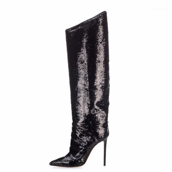 boots laser reflection shiny sequins pointed toe women knee high heel ladies catwalk inclined mouth luxury designers 20211, Black
boots laser reflection shiny sequins pointed toe women knee high heel ladies catwalk inclined mouth luxury designers 20211, Black