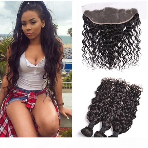 13x4 peruvian water wave lace frontal closure with bundles 8a virgin hair wet and wavy with lace frontal 100% human hair weave extensions, Black;brown
13x4 peruvian water wave lace frontal closure with bundles 8a virgin hair wet and wavy with lace frontal 100% human hair weave extensions, Black;brown