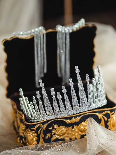 new water dance a4178 bridal gold headdress diamond crown wedding dress hair accessories, Silver
new water dance a4178 bridal gold headdress diamond crown wedding dress hair accessories, Silver