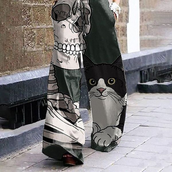 women's plus size wide leg pants drawstring pocket print floral cat skull cat sun flower streetwear chino home halloween natural full l, Black
women's plus size wide leg pants drawstring pocket print floral cat skull cat sun flower streetwear chino home halloween natural full l, Black