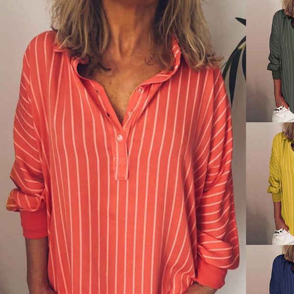 2021 fashion womens striped v neck blouses summer autumn casual female loose baggy tunic shirts plus size s 5xl, White
2021 fashion womens striped v neck blouses summer autumn casual female loose baggy tunic shirts plus size s 5xl, White
