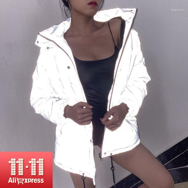 women's down & parkas women cotton cropped jacket winter coat thick windproof night reflection in female warm loose zipper outwea chaqu, Black
women's down & parkas women cotton cropped jacket winter coat thick windproof night reflection in female warm loose zipper outwea chaqu, Black