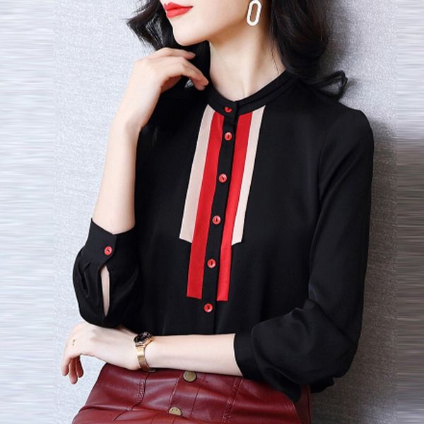 black contrast female blouse long sleeve clothes for and blouses shredded women's shirts ladies'blouses mujer office wxuu, White
black contrast female blouse long sleeve clothes for and blouses shredded women's shirts ladies'blouses mujer office wxuu, White