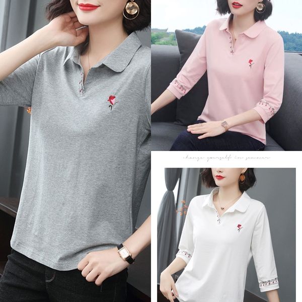 zi2ud spring 2020 new loose version of lapel mid sleeve womenfor t with korean and collar embroidery 3 7 t-shirt embroidery sleeve mom polo, White
zi2ud spring 2020 new loose version of lapel mid sleeve womenfor t with korean and collar embroidery 3 7 t-shirt embroidery sleeve mom polo, White