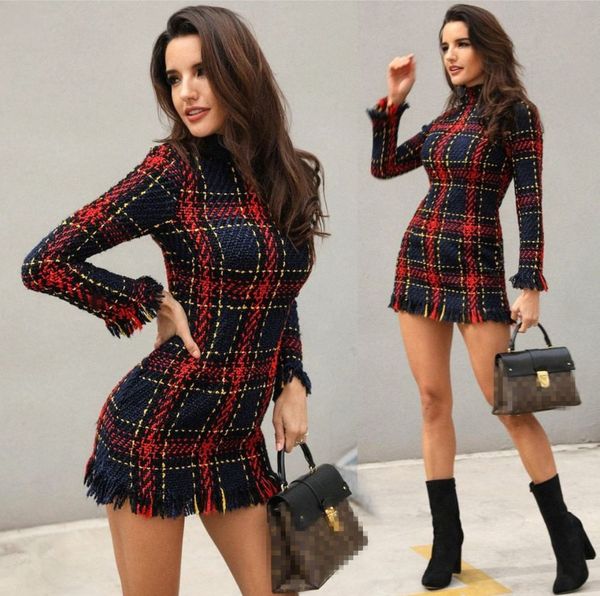 autumn winter women elegant vintage casual long sleeve sheath dress female colorful plaid print tassels bodycon mini dress lj201125, Black;gray
autumn winter women elegant vintage casual long sleeve sheath dress female colorful plaid print tassels bodycon mini dress lj201125, Black;gray