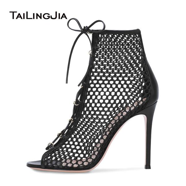 open peep toe high heel mesh boots women black heeled lace up ankle booties summer shoes ladies heels fishnet sandals 2020
open peep toe high heel mesh boots women black heeled lace up ankle booties summer shoes ladies heels fishnet sandals 2020