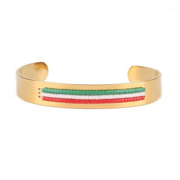 new miyuki rice beads woven handicraft flag color titanium steel open bracelet1, White
new miyuki rice beads woven handicraft flag color titanium steel open bracelet1, White