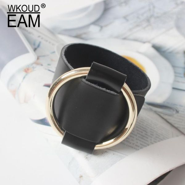 bangle wkoud eam 2021 metal ring leather bracelet for women punk trendy wild student genuine female tide pf1551, Black
bangle wkoud eam 2021 metal ring leather bracelet for women punk trendy wild student genuine female tide pf1551, Black