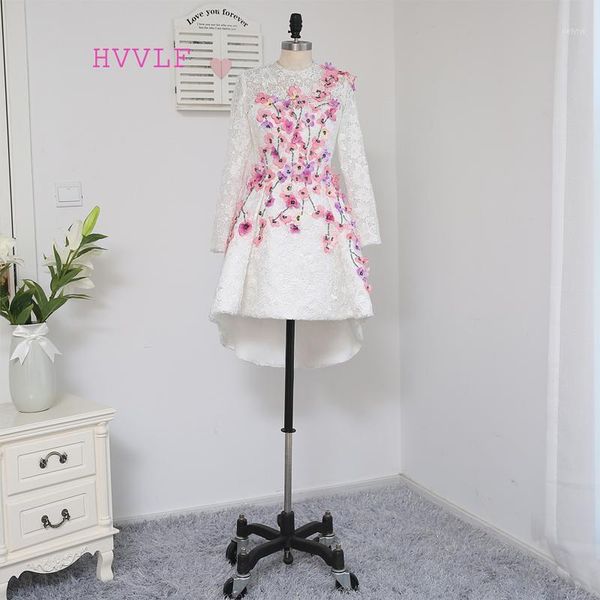 runway dresses hvvlf 2021 formal celebrity a-line long sleeves lace beaded flowers short front back famous red carpet dresses1, Black 
runway dresses hvvlf 2021 formal celebrity a-line long sleeves lace beaded flowers short front back famous red carpet dresses1, Black