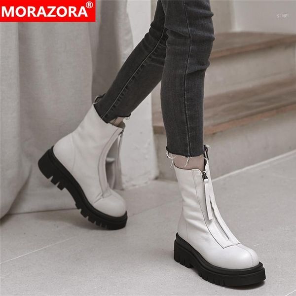 boots morazora 2021 genuine leather zip platform ankle round toe fashion autumn winter ladies casual shoes1, Black
boots morazora 2021 genuine leather zip platform ankle round toe fashion autumn winter ladies casual shoes1, Black