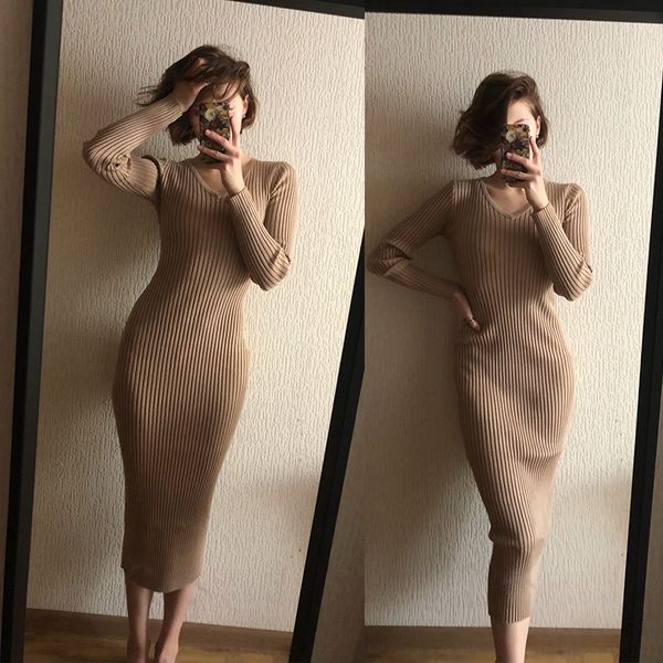 singrain women autumn knitted dress v neck slim elastic oversized basic bodycon long dress winter knit warm sweater dresses y0118, Black;gray
singrain women autumn knitted dress v neck slim elastic oversized basic bodycon long dress winter knit warm sweater dresses y0118, Black;gray