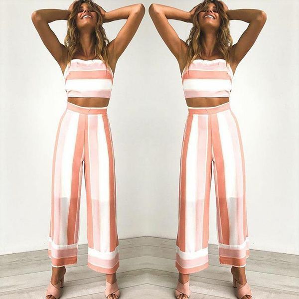 women striped camis strapless crop women loose pants 2 piece set for female women summer two pieces sets womens suits, Gray
women striped camis strapless crop women loose pants 2 piece set for female women summer two pieces sets womens suits, Gray
