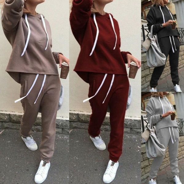 women sport hoodies sweatshirt pullover high waist elastic pants set 2pcs tracksuit sweat suit, White;black
women sport hoodies sweatshirt pullover high waist elastic pants set 2pcs tracksuit sweat suit, White;black