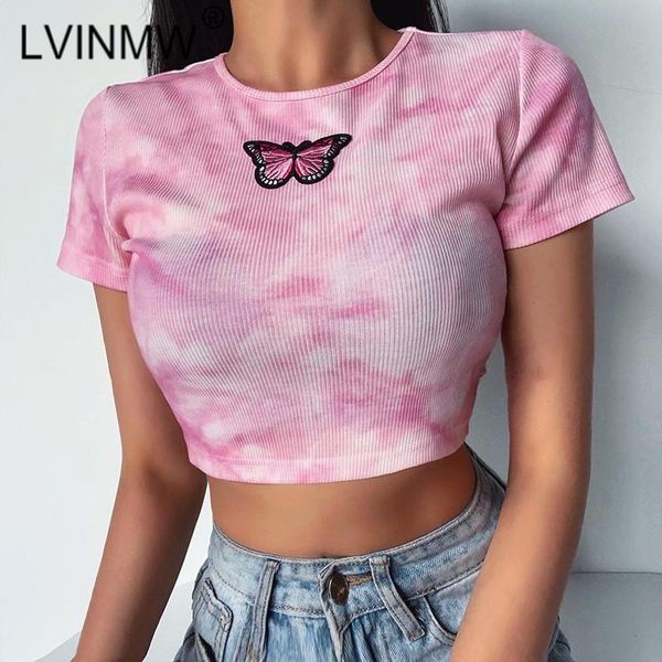 women's t-shirt lvinmw pink dye butterfly applique round neck short sleeve crop 2021 summer women female slim skinny tshirt streetw, White
women's t-shirt lvinmw pink dye butterfly applique round neck short sleeve crop 2021 summer women female slim skinny tshirt streetw, White