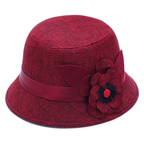 wide brim hats elegant solid color women floral ribbon linen bowler sun hat fedoras bucket cap, Blue;gray
wide brim hats elegant solid color women floral ribbon linen bowler sun hat fedoras bucket cap, Blue;gray