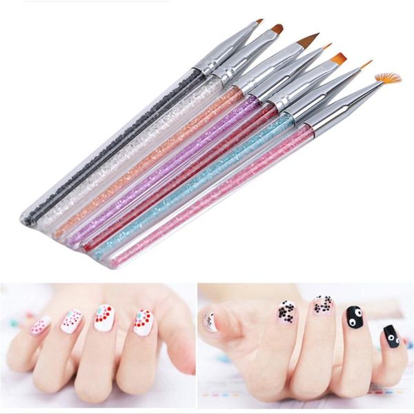 7 styles rhinestone acrylic handle brushes nail art line flower painting coating shaping flat fan angle pen, Yellow
7 styles rhinestone acrylic handle brushes nail art line flower painting coating shaping flat fan angle pen, Yellow