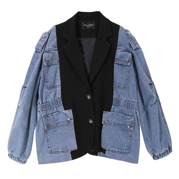 loose fit blue denim split big size jacket new lapel long sleeve women coat fashion tide spring autumn 2021, Black;brown
loose fit blue denim split big size jacket new lapel long sleeve women coat fashion tide spring autumn 2021, Black;brown