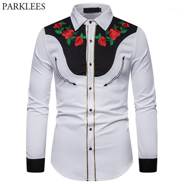 floral embroidery men shirts vintage western cowboy shirt men rose flower long sleeve white shirt design dress for1, White;black
floral embroidery men shirts vintage western cowboy shirt men rose flower long sleeve white shirt design dress for1, White;black