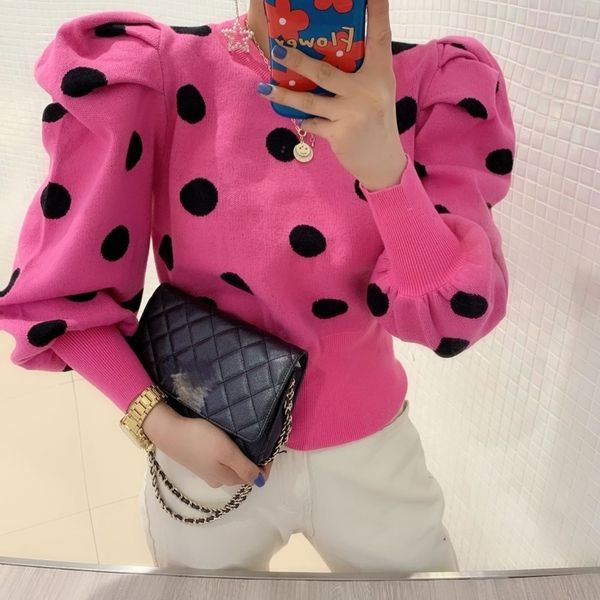 spring puff sleeve crop women vintage shrugs dot knitting sweater western style elegant pullover y200910, White;black
spring puff sleeve crop women vintage shrugs dot knitting sweater western style elegant pullover y200910, White;black