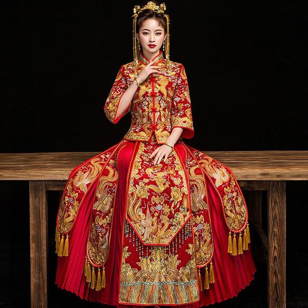 ethnic clothing women cheongsam satin qipao tassel handmade beads asian bride dress ancient classic royal noble exquisite stage show, Red
ethnic clothing women cheongsam satin qipao tassel handmade beads asian bride dress ancient classic royal noble exquisite stage show, Red