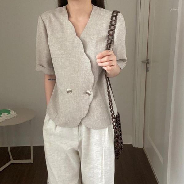 women's suits & blazers women solid suit blazer coat loose elegant summer 2021 double-breasted office lady short sleeve jacket 1, White;black
women's suits & blazers women solid suit blazer coat loose elegant summer 2021 double-breasted office lady short sleeve jacket 1, White;black