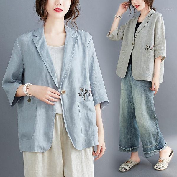 large size women's embroidery suit female 2020 summer new cotton and linen blazer loose and thin section wild shirt coat k8611, White;black
large size women's embroidery suit female 2020 summer new cotton and linen blazer loose and thin section wild shirt coat k8611, White;black