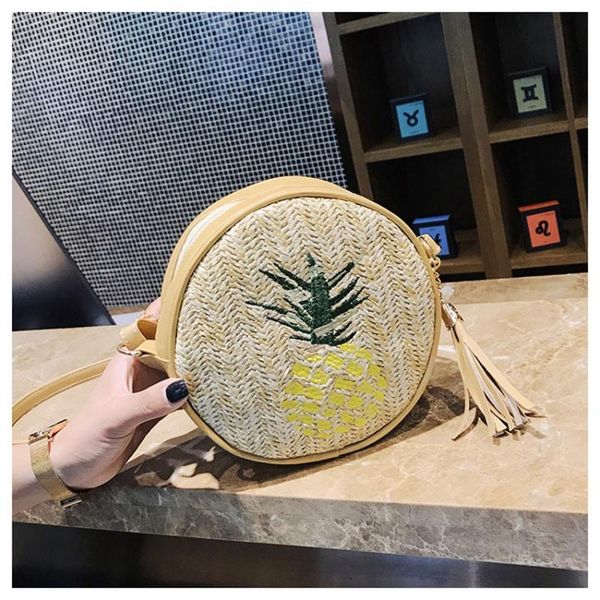british style new one-shoulder bag female pineapple wild fairy tassel small round bag mori straw
british style new one-shoulder bag female pineapple wild fairy tassel small round bag mori straw
