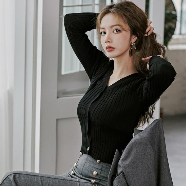 women's knits & tees 2021 cardigan autumn long sleeve short sweater women knitted cotton black ladies soft outwear female, White
women's knits & tees 2021 cardigan autumn long sleeve short sweater women knitted cotton black ladies soft outwear female, White