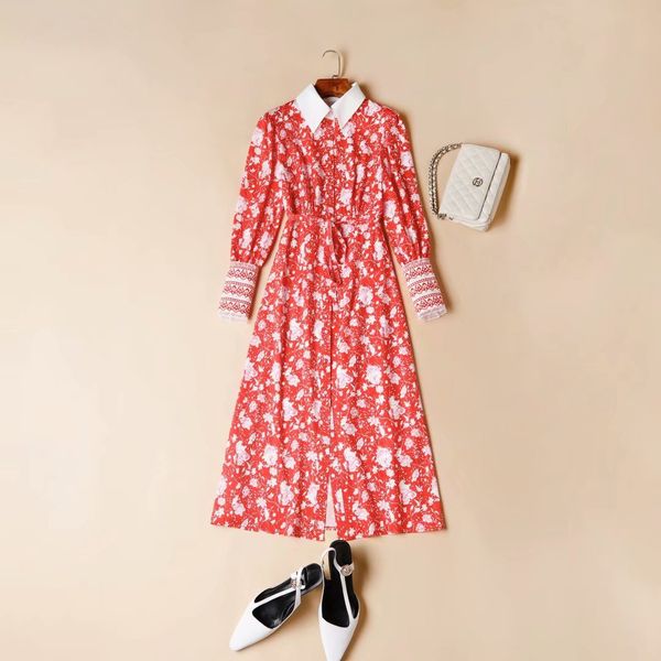 128 2021 spring summer a line long sleeve prom fashion lapel neck flora print brand same style as, Black
128 2021 spring summer a line long sleeve prom fashion lapel neck flora print brand same style as, Black