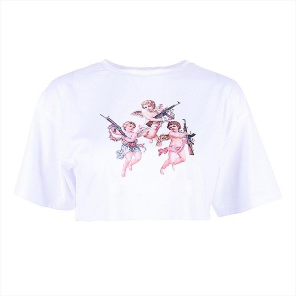 fashion angel cupid print crop 2020 summer women short sleeve o neck loose t shirts tees female streetwear, White
fashion angel cupid print crop 2020 summer women short sleeve o neck loose t shirts tees female streetwear, White