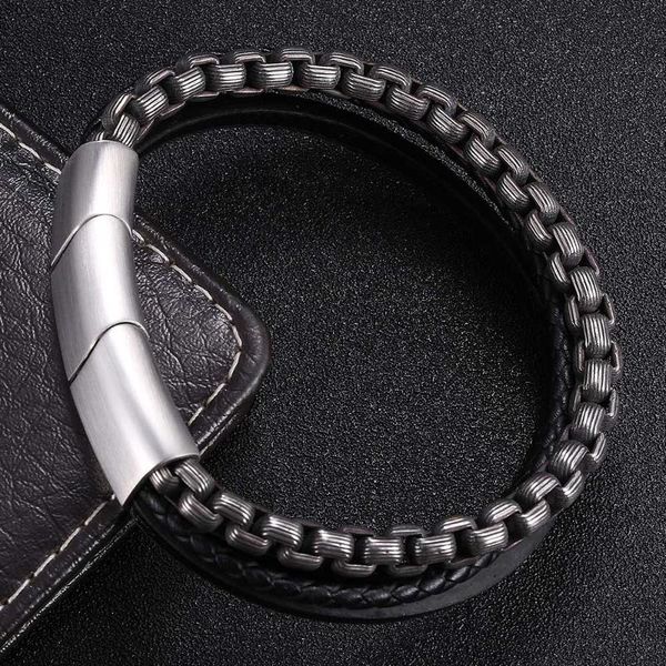retro stainless steel chain black/brown multilayer leather bracelet men punk three section magnetic buckle bangles jewelry gift, Golden;silver
retro stainless steel chain black/brown multilayer leather bracelet men punk three section magnetic buckle bangles jewelry gift, Golden;silver