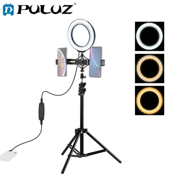puluz 1.1m tripod mount + live broadcast dual phone bracket + 6.2 inch led ring vlogging video light kits
puluz 1.1m tripod mount + live broadcast dual phone bracket + 6.2 inch led ring vlogging video light kits