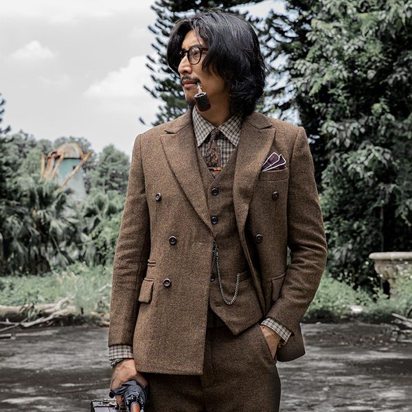 soarin british double breasted men's wool herringbone business casual slim suit coat
soarin british double breasted men's wool herringbone business casual slim suit coat