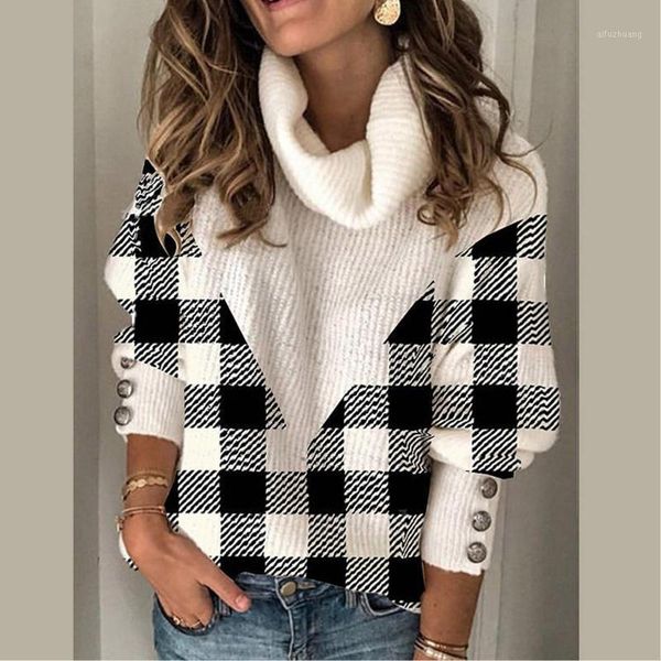 women's casual sweater jacket 2021 winter high collar plaid batik long sleeve patchwork jacket1, White;black
women's casual sweater jacket 2021 winter high collar plaid batik long sleeve patchwork jacket1, White;black