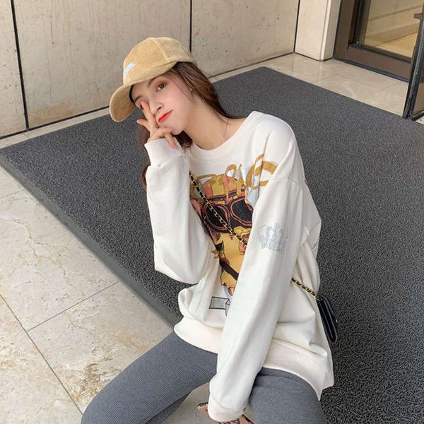 white sweater women's 2020 new autumn winter plush thickened foreign style, fashionable and versatile fried street round neck coat, Black
white sweater women's 2020 new autumn winter plush thickened foreign style, fashionable and versatile fried street round neck coat, Black