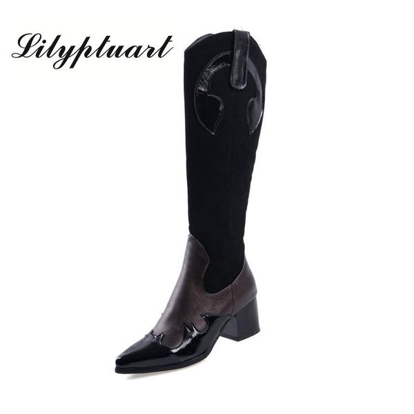 2020 autumn and winter new british wind long tube women's boots female thick with color matching retro pointed western boots, Black
2020 autumn and winter new british wind long tube women's boots female thick with color matching retro pointed western boots, Black