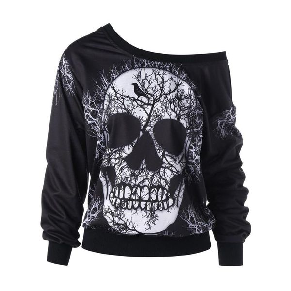 women's blouses & shirts vintage style women blouse long sleeve skew neck skull print halloween sweatshirt shirt oblique collar blusas, White
women's blouses & shirts vintage style women blouse long sleeve skew neck skull print halloween sweatshirt shirt oblique collar blusas, White