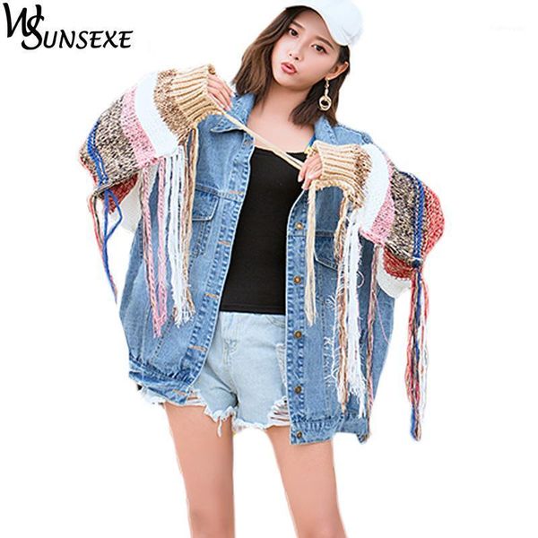 knitted bat sleeves patchwork denim jacket coat women casual streetwear tassel jackets 2020 autumn winter outerwear jean jackets1, Black;brown
knitted bat sleeves patchwork denim jacket coat women casual streetwear tassel jackets 2020 autumn winter outerwear jean jackets1, Black;brown