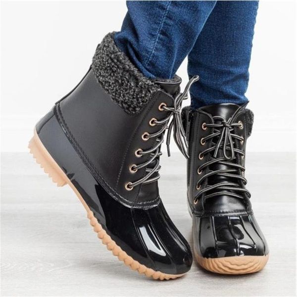 women lace up plush ankle rain boots 2020 woman leopard warm women's waterproof low heels ladies winter female shoes plus size, Black
women lace up plush ankle rain boots 2020 woman leopard warm women's waterproof low heels ladies winter female shoes plus size, Black