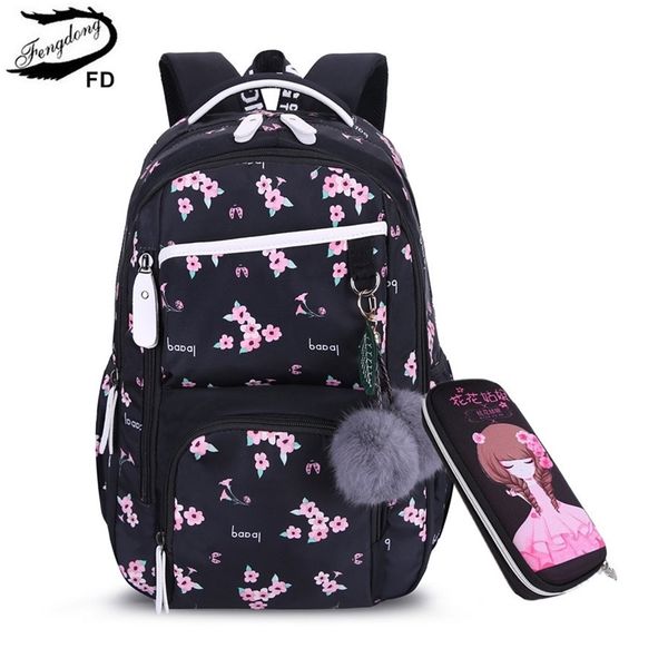 fengdong kids cute black pink flower school backpack children school bags for girls plush ball gift children pen pencil bag set t200709
fengdong kids cute black pink flower school backpack children school bags for girls plush ball gift children pen pencil bag set t200709