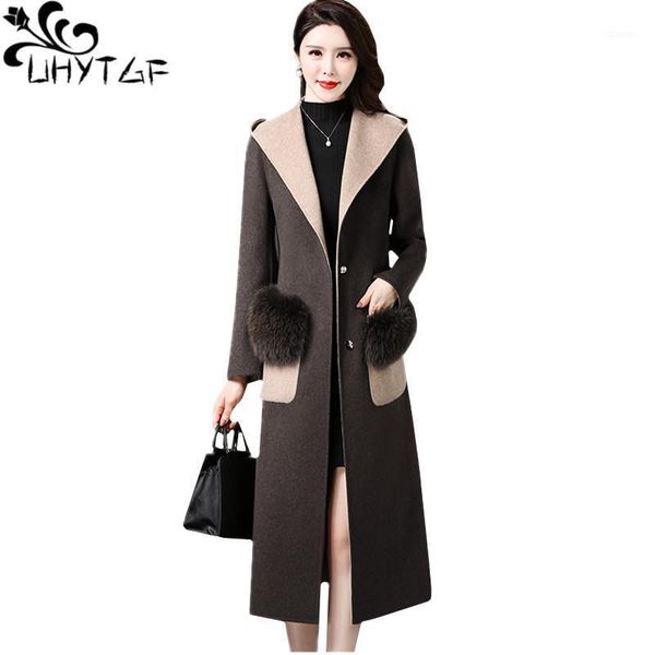women's wool & blends uhytgf coat women quality autumn winter jacket fashion hooded loose plus size female long woolen outerwear genuin, Black
women's wool & blends uhytgf coat women quality autumn winter jacket fashion hooded loose plus size female long woolen outerwear genuin, Black