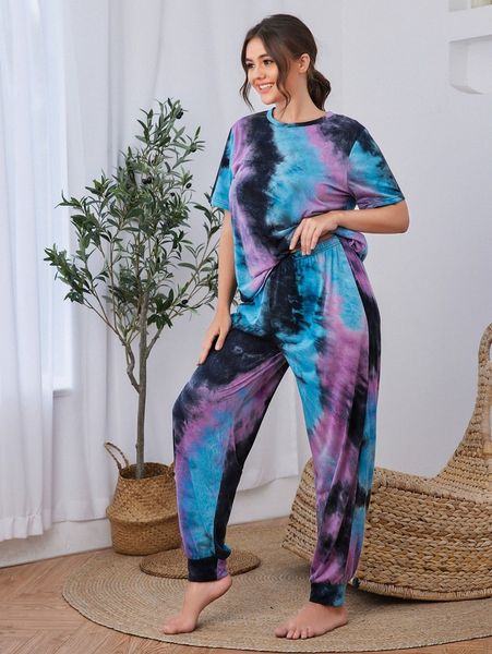 plus tie dye pajama set e1um#, Black;white
plus tie dye pajama set e1um#, Black;white