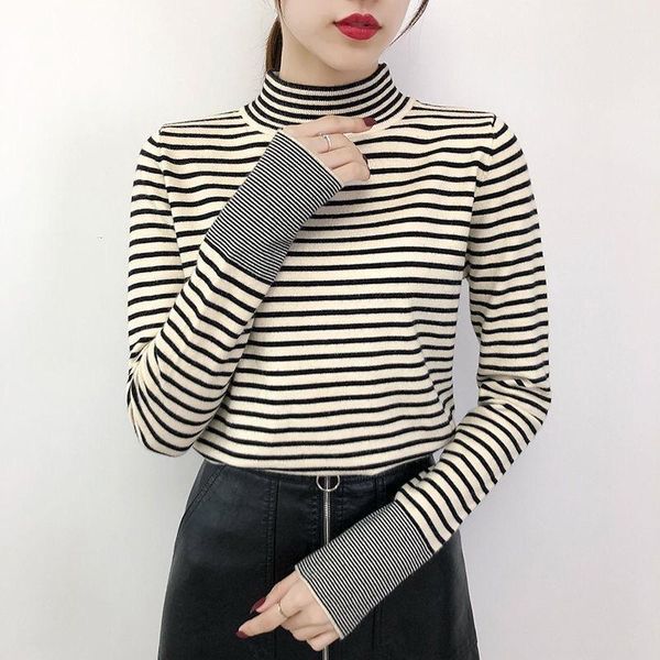 women's t-shirt autumn casual style long sleeve cashmere splicing striped pattern, White
women's t-shirt autumn casual style long sleeve cashmere splicing striped pattern, White