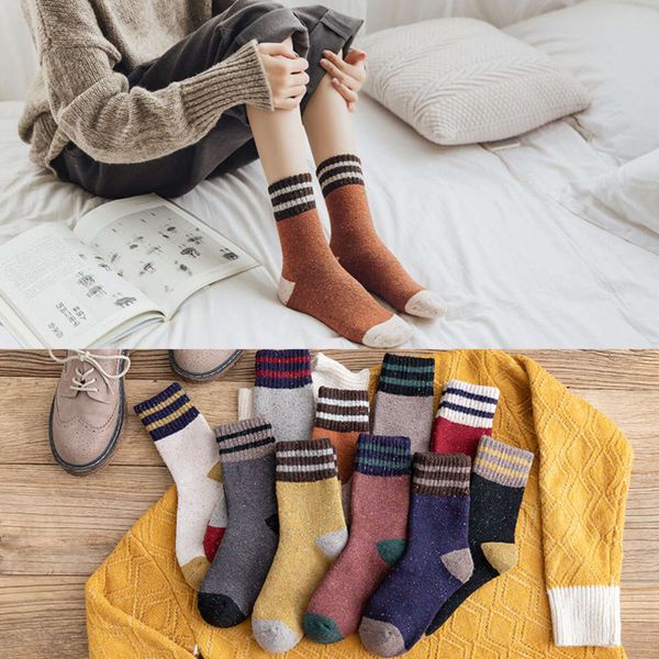 autumn winter yarn wool plush and thickened terry women's college wind warm socks, Black;white
autumn winter yarn wool plush and thickened terry women's college wind warm socks, Black;white