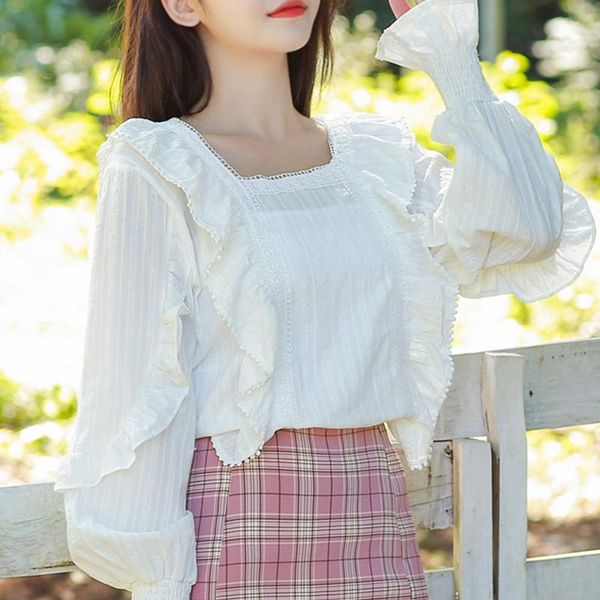 autumn 2021 lace elegant female korean ruffles lace fashion long sleeve stitching women blouse shirt, White
autumn 2021 lace elegant female korean ruffles lace fashion long sleeve stitching women blouse shirt, White