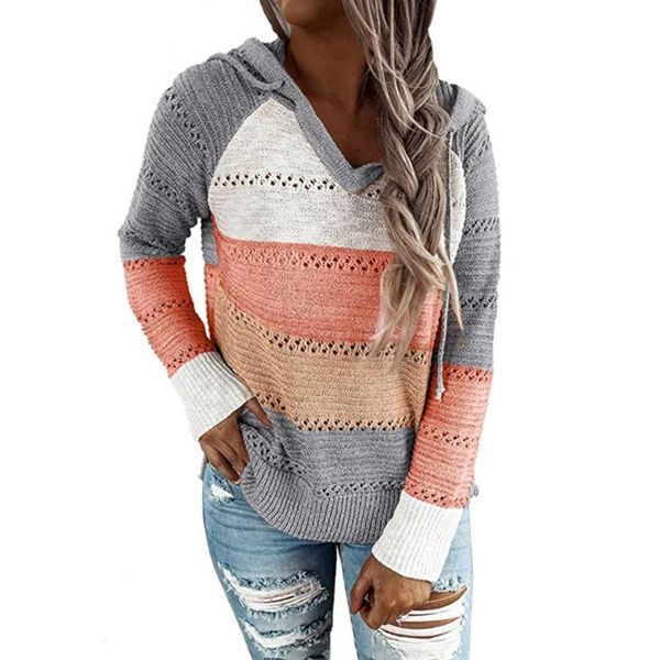 autumn new knit hooded sweater women clothing long sleeve loose fashion multicolor drawstring striped knitted pullover 201102, Black
autumn new knit hooded sweater women clothing long sleeve loose fashion multicolor drawstring striped knitted pullover 201102, Black