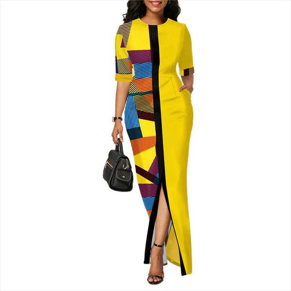 ladies fashion half sleeve dress women elegant round collar geometric printing splicing temperament maxi dress for ball party, Black;gray
ladies fashion half sleeve dress women elegant round collar geometric printing splicing temperament maxi dress for ball party, Black;gray